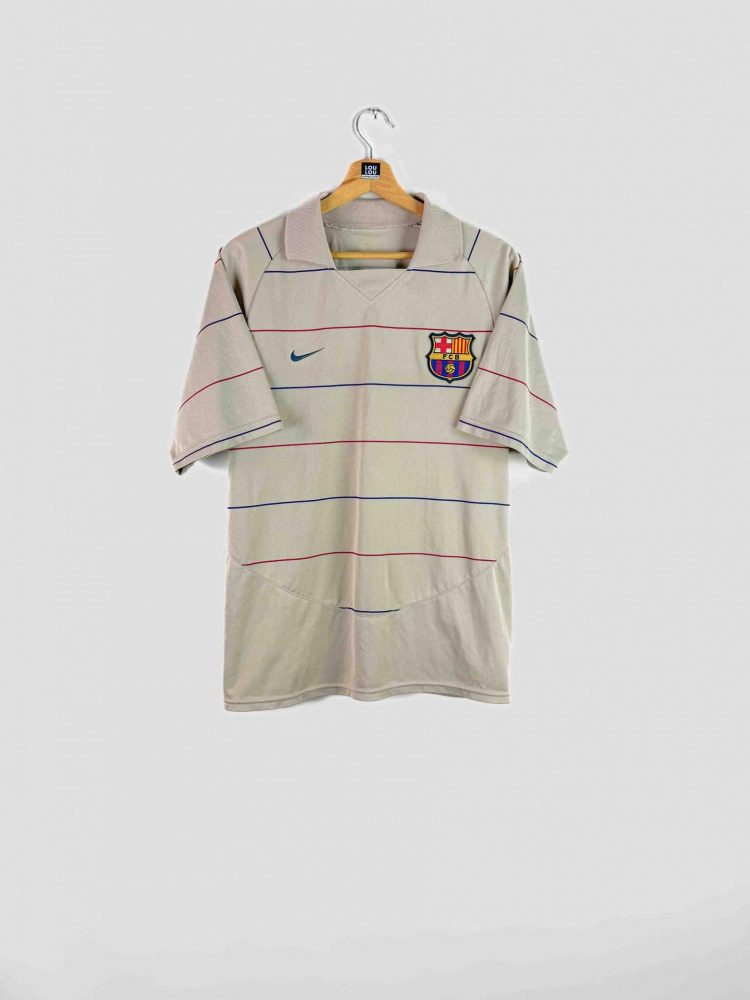 Maillot domicile vintage du FC Barcelone 2003-2004, bandes bleu et grenat iconiques