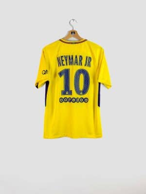 Maillot jaune du PSG saison 2017-2018 floqué Neymar, version extérieure.