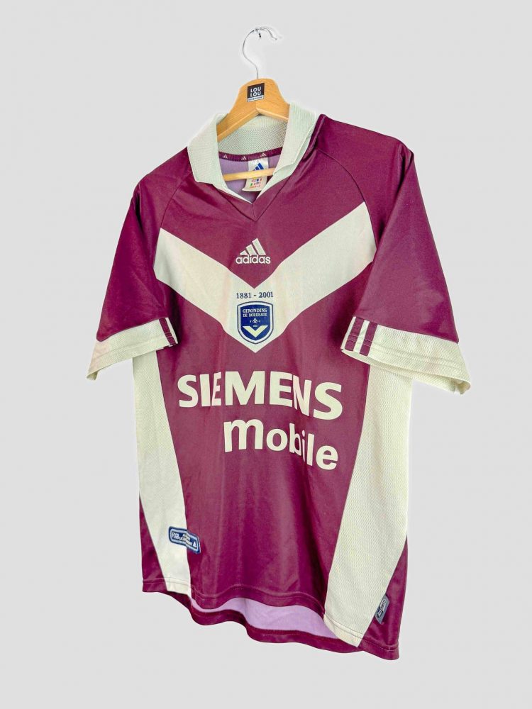Maillot Adidas des Girondins de Bordeaux saison 2001-2002, sponsor Siemens Mobile – maillot vintage authentique pour fans des années 2000.
