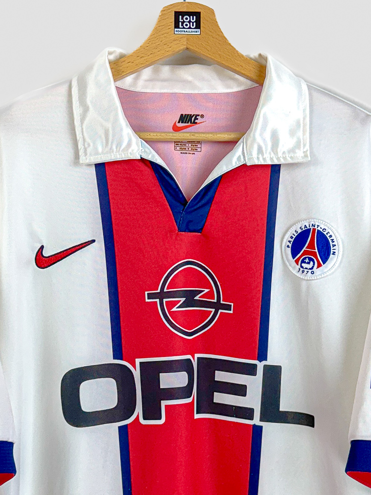 Maillot PSG vintage 1998-1999 domicile Nike avec sponsor Opel