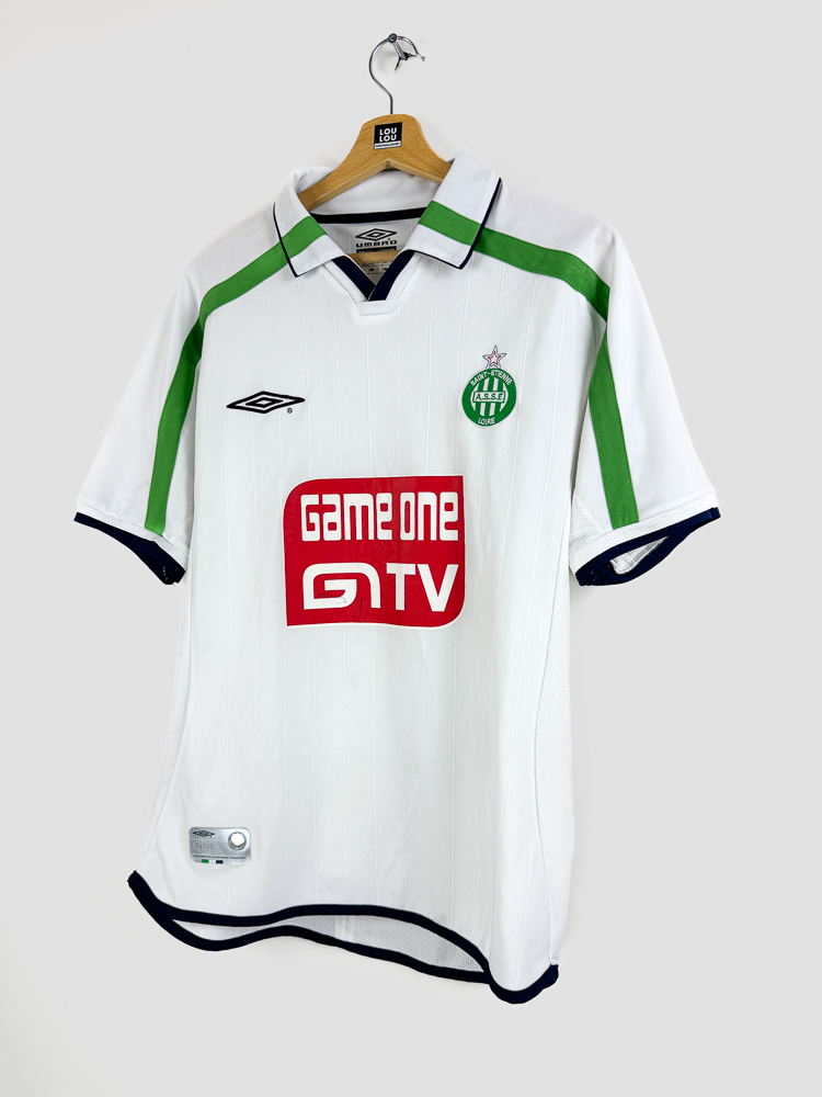 Maillot AS Saint-Étienne édition 2001-2002, blason du club et logo Umbro
