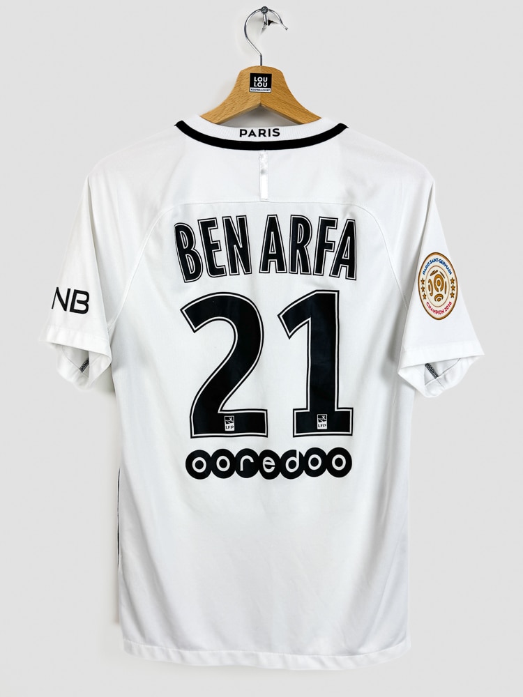 Maillot Paris Saint-Germain away 2016/17 Nike numéro 21 Ben Arfa vue avant complète blanc QNB authentique