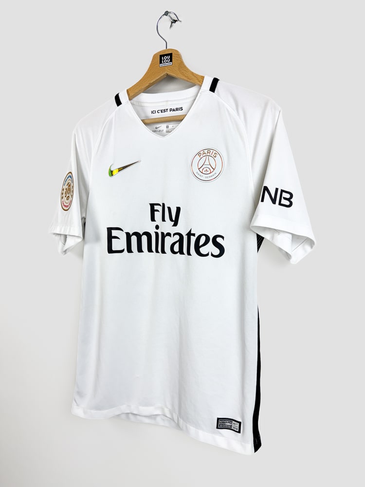 Col V ICI C'EST PARIS sponsor QNB maillot PSG Nike away 2016-2017 détail authentique collector