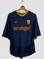 Maillot extérieur RC Lens 2001-2002 Nike bleu marine face avant, sponsor Orange, écusson Racing Club de Lens
