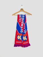 echarpe-ol-football-retro-1996-1997-adidas-supporter-lyon-vue-ensemble Écharpe rétro supporter Olympique Lyonnais saison 1996-1997 Adidas, accessoire football vintage collector en rouge et bleu